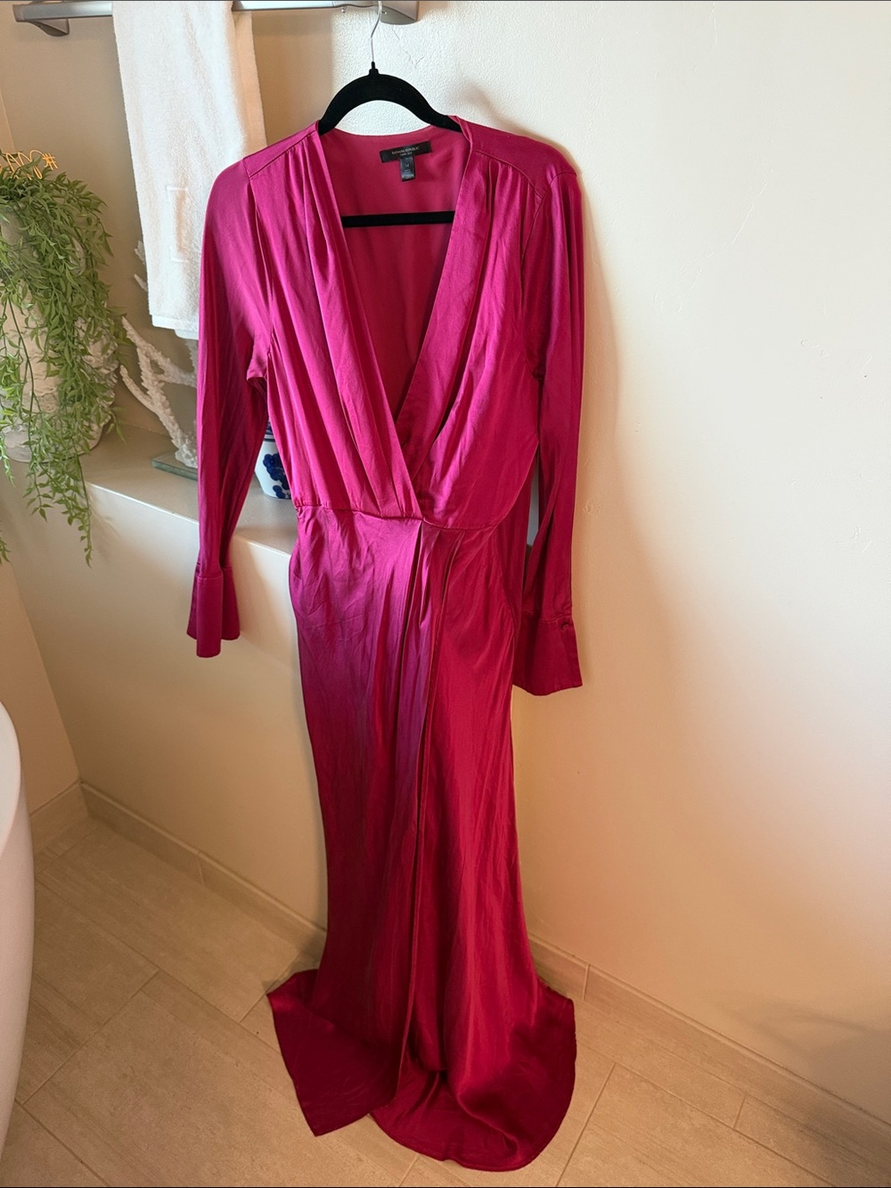 Banana Republic Fuchsia Long Wrap-Style Dress